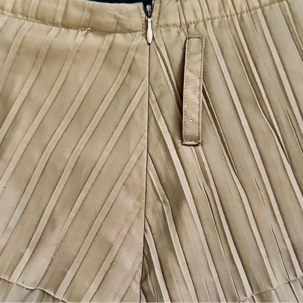 SAGA Pleated Cottagecore Lagenlook Adjustable Drawstring Hem Champagne Skirt - Picture 10 of 16